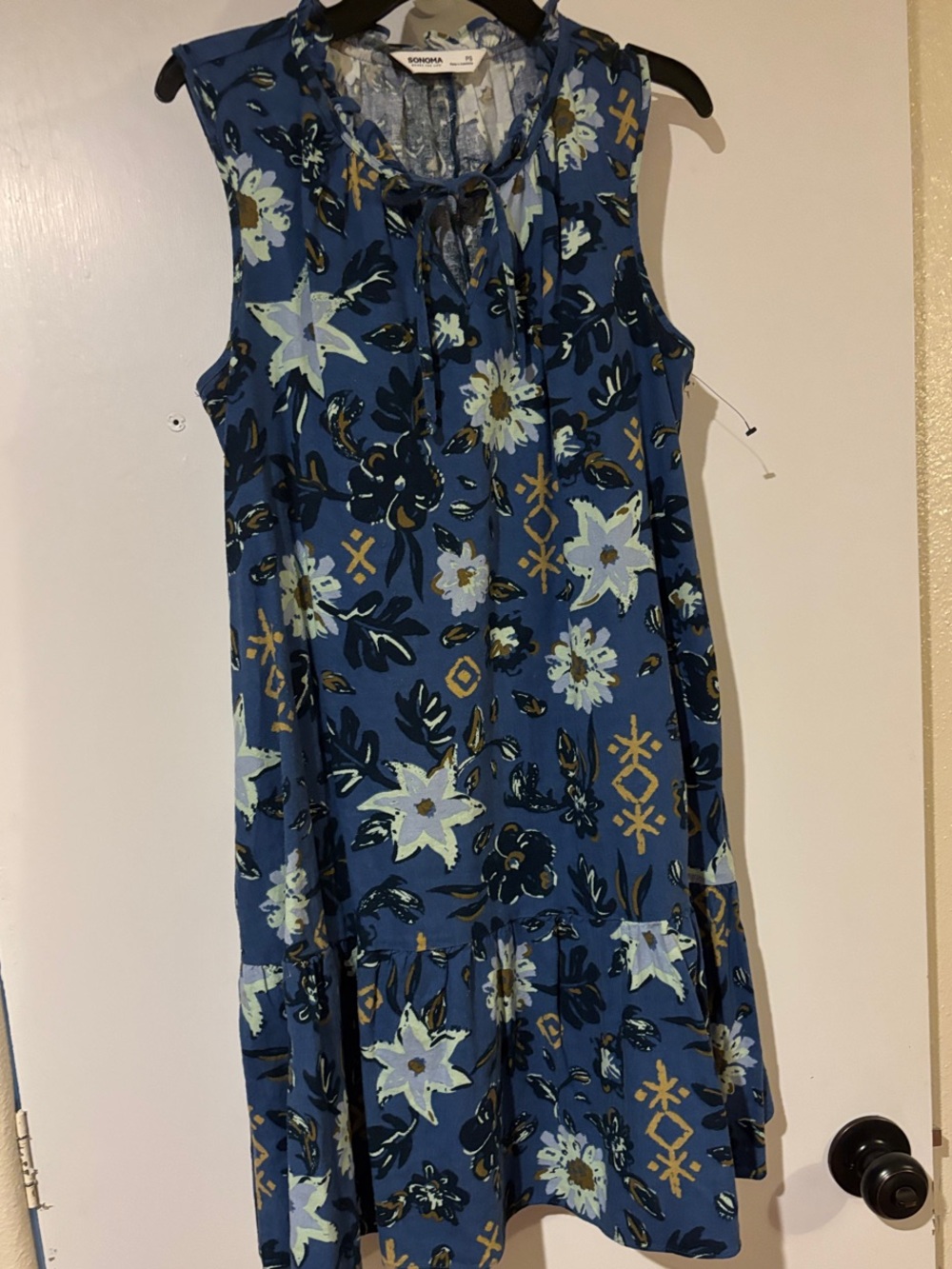 Sonoma NWOT Blue Floral Tie-Front Sleeveless Dress